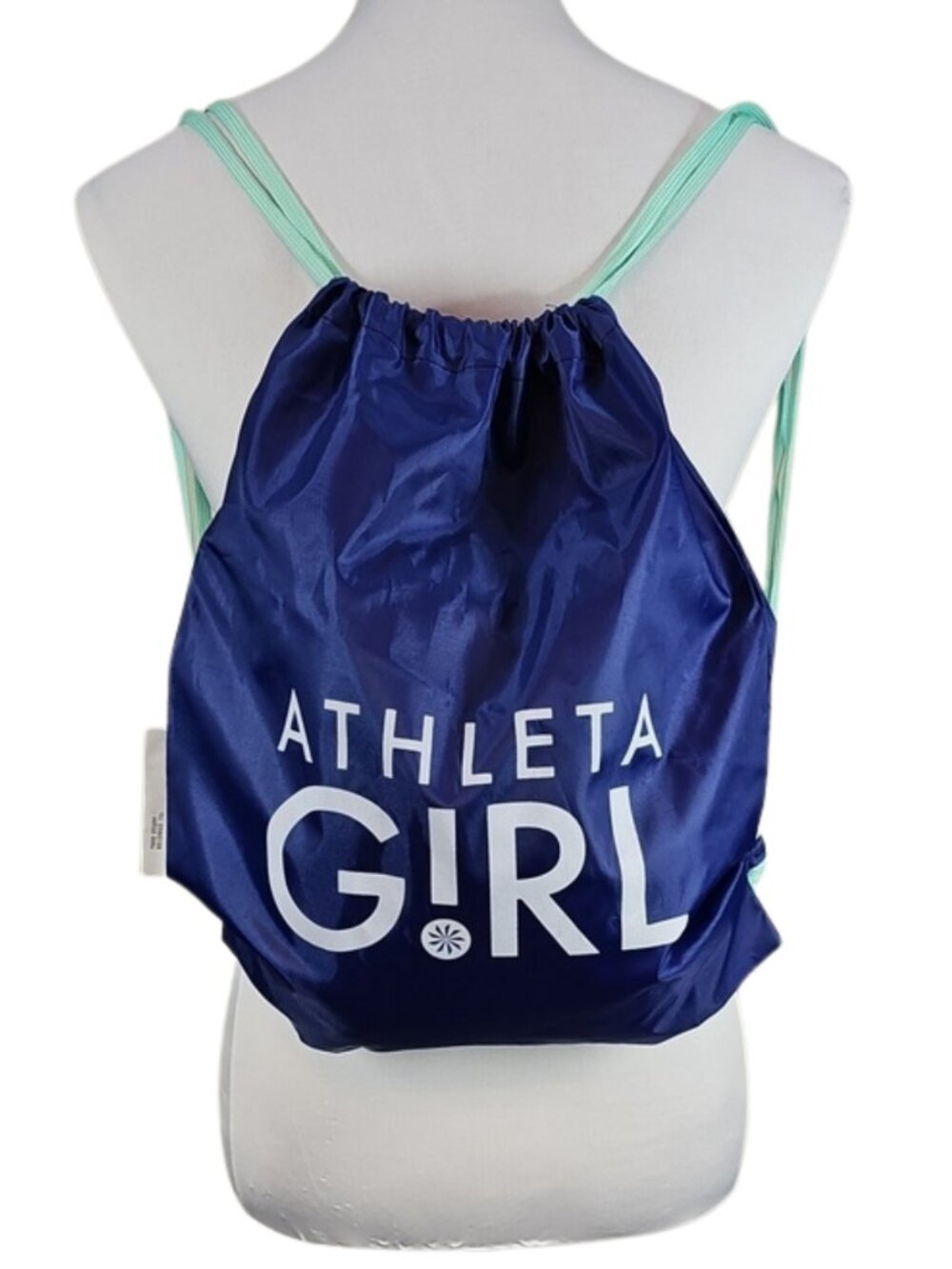 Set of 3 Athleta Girl Drawstring Cinch Bag Navy Blue & Mint Gym School Backpack